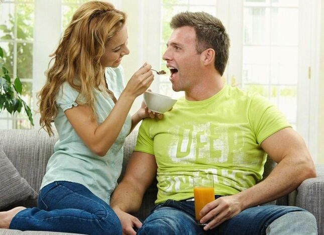 the woman feeds on male products to increase potency