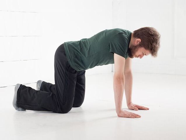 Stretching and swinging, standing on all fours, will help build strength