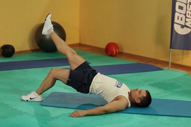 The gluteal bridge exercise to regulate potency in a man